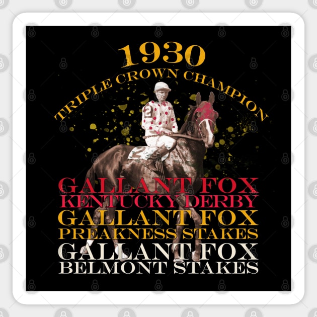 1930 Triple Crown Champion Gallant Fox horse racing design Sticker by Ginny Luttrell